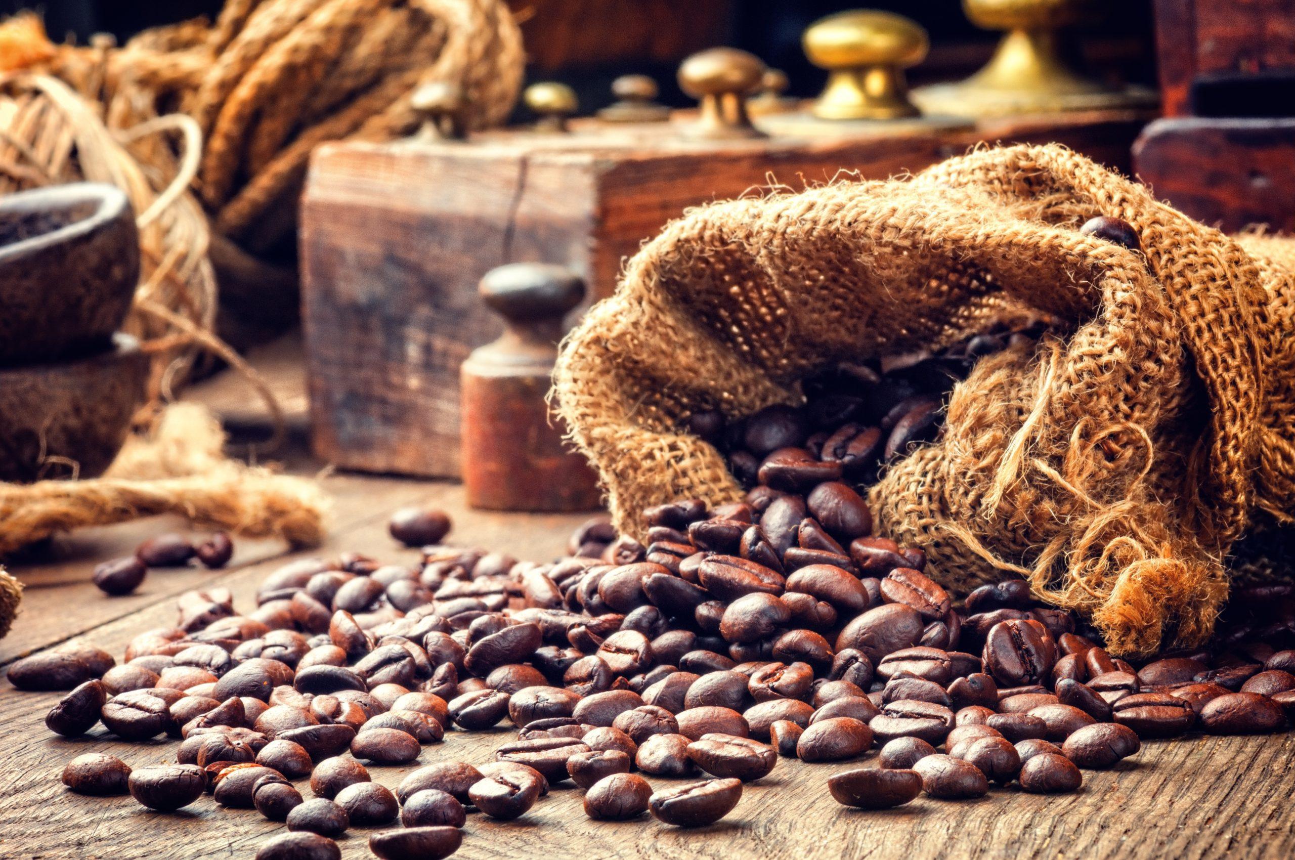 Bag of Premium Coffee Beans Indoors