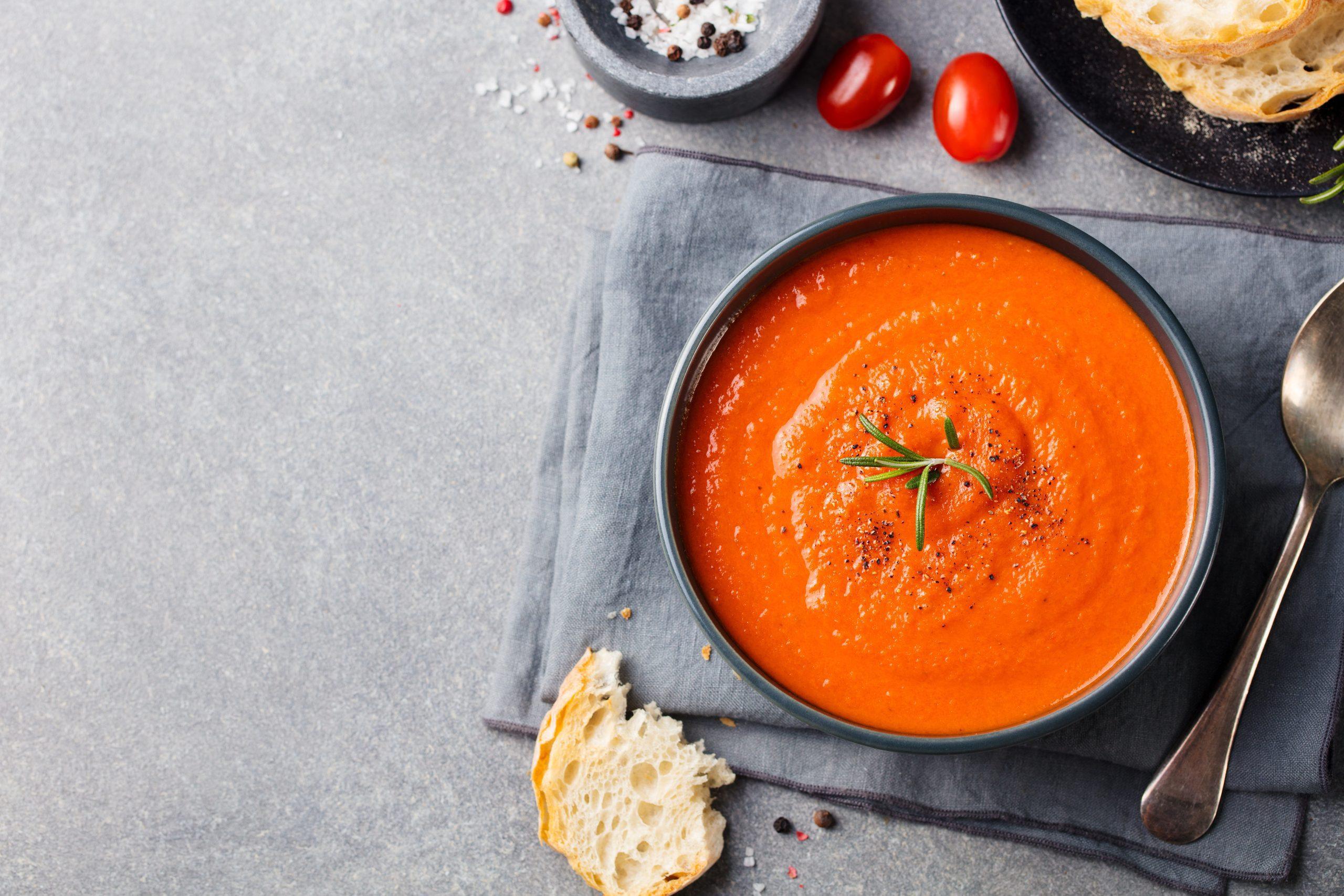 Vegetable Soup with Rosemary Garnish