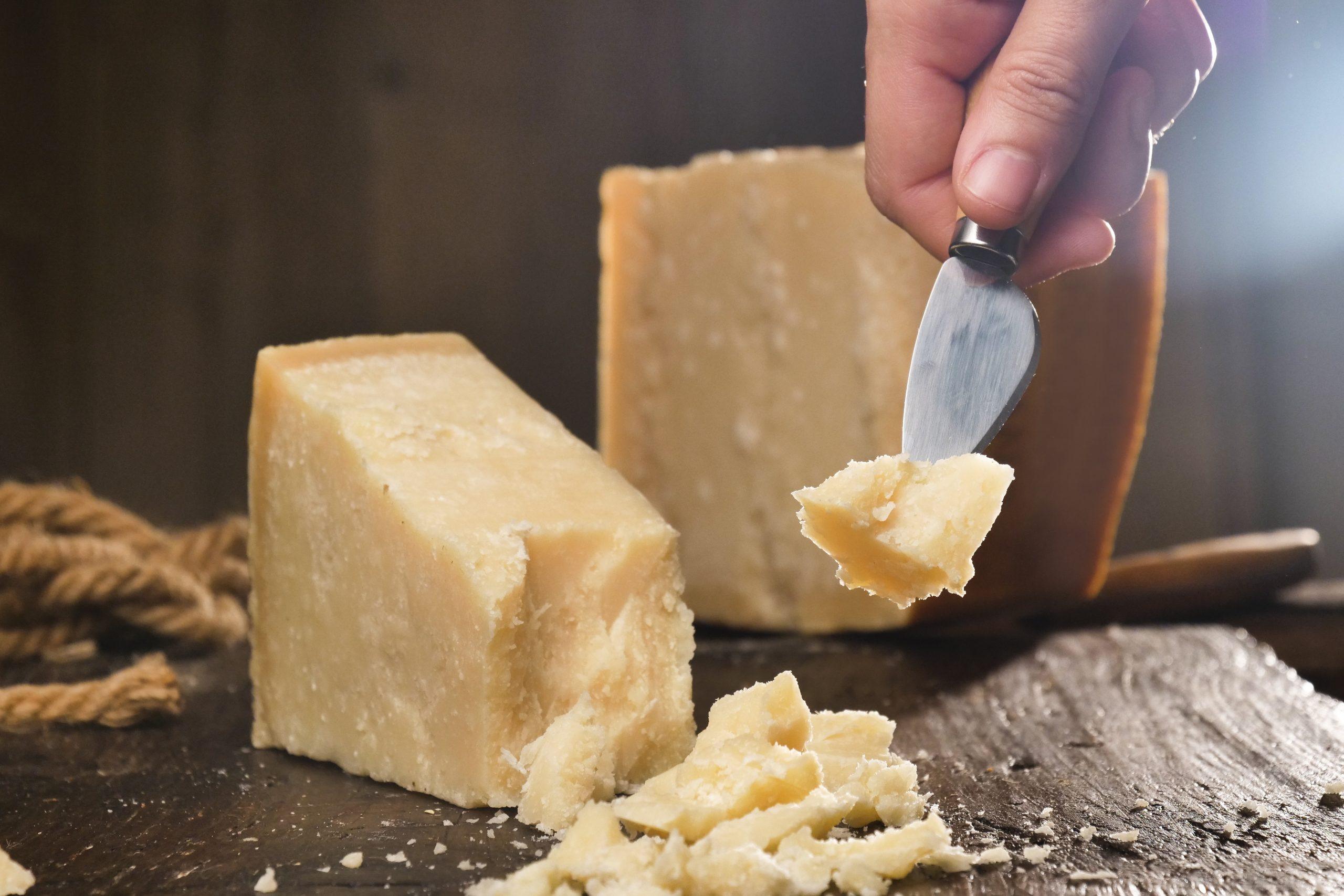 Cheese Preparation with Knife in Hand